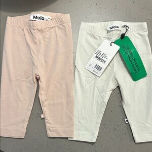 Molo 3M Girls Organic Cotton Leggings in Pale Pink & Off-White